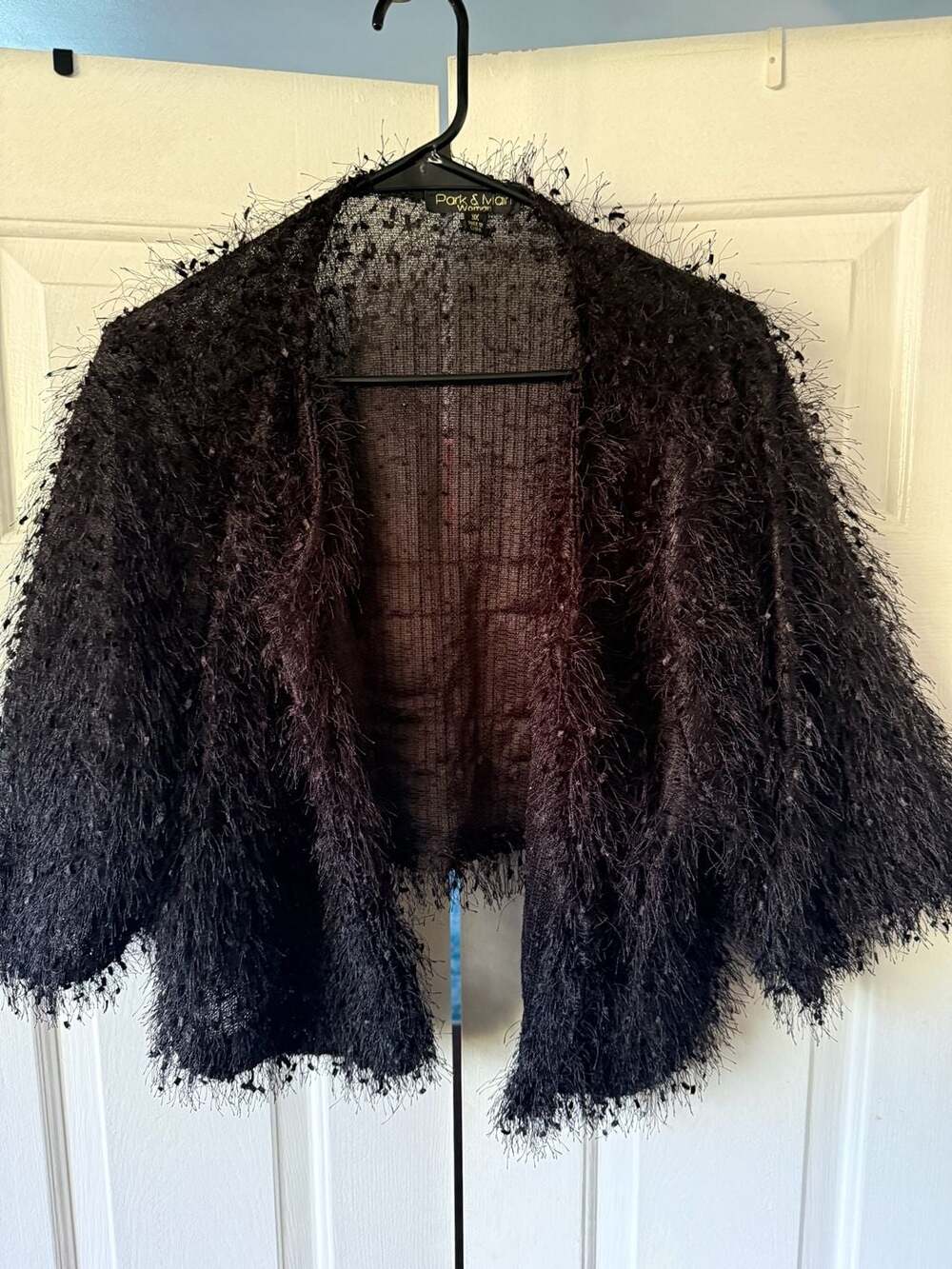 Park & Main Woman Black Shaggy Eyelash Knit Open Front Cardigan Shrug Size 3X
